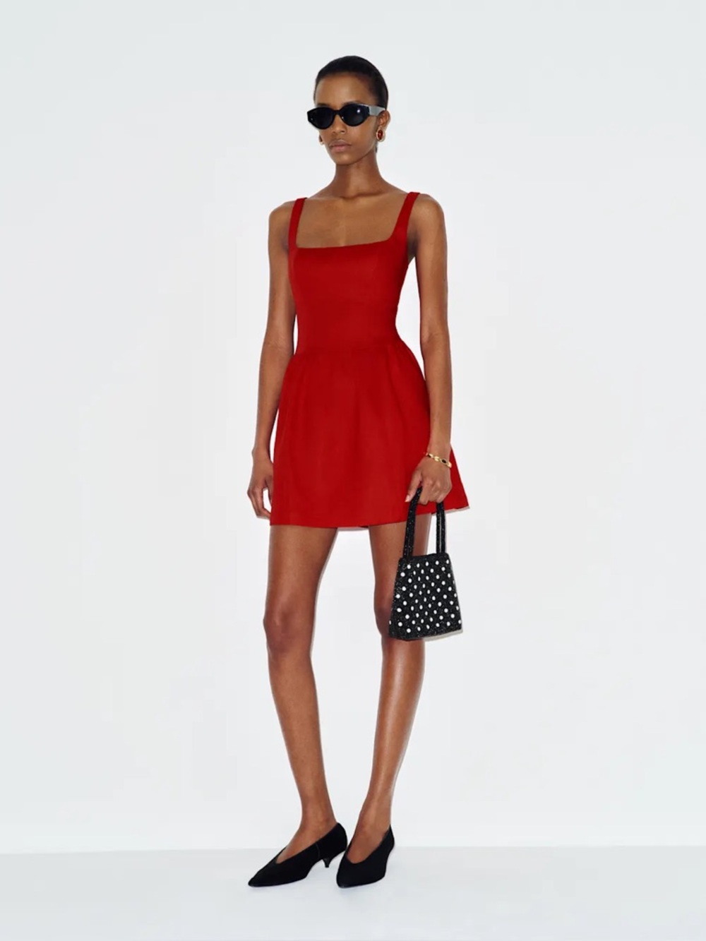 Reformation scarlet square-neck mini dress